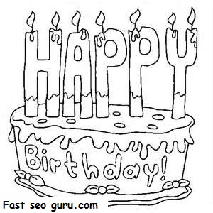 Printable Happy birthday cake coloring pages